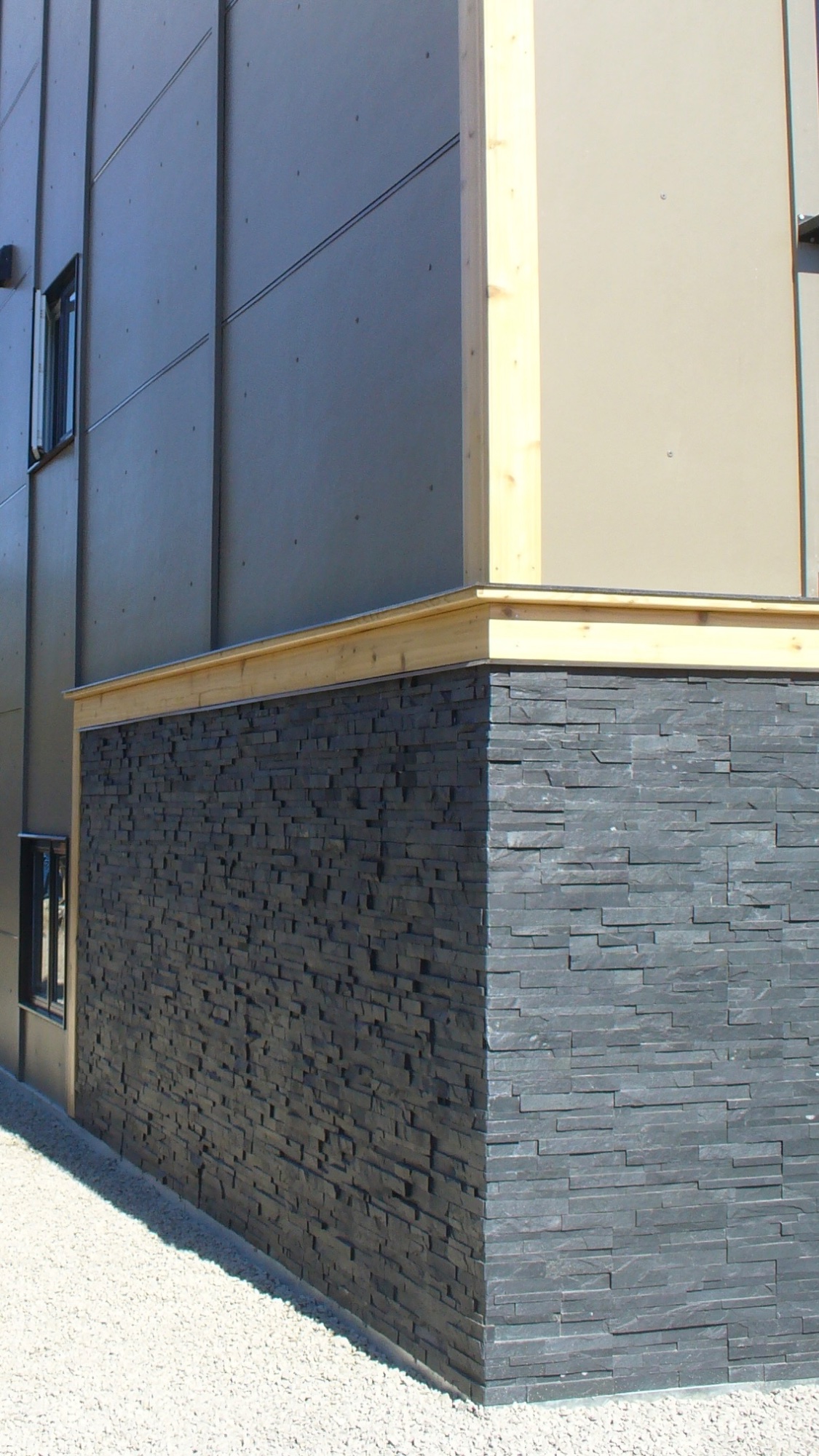 Black Stacked Stone Exterior