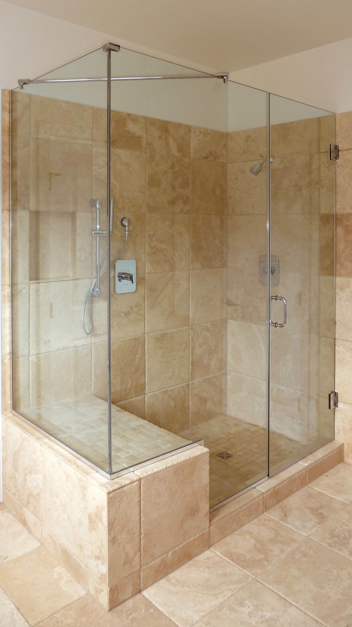 Travertine shower enclosure